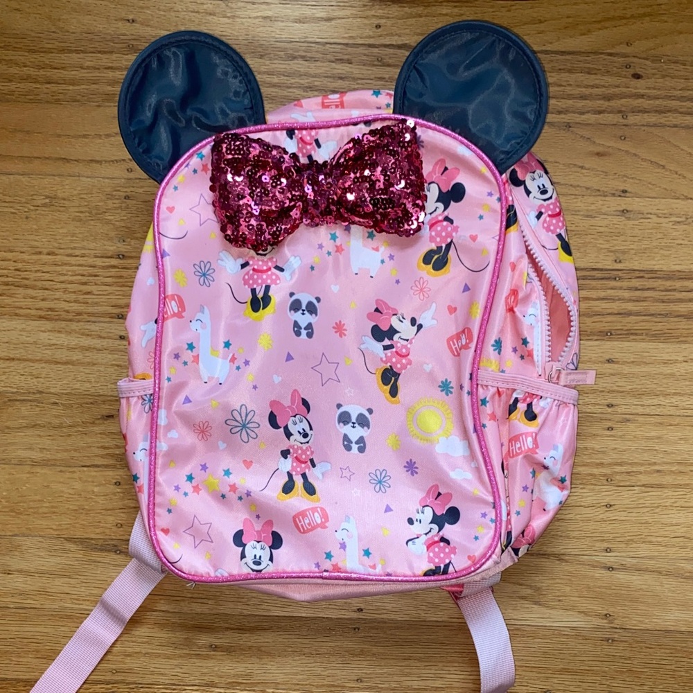 NWOT Disney Pink Minnie Mouse Toddler Backpack with Sequin Bow